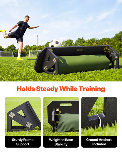 Soccer Rebounder Board, 1000 x 300 mm Portable Soccer Rebound Wall, HDPE Sports Kick Back Trainer, 3 Adjustable Angles, Easy Setup Ball Practice Training Equipment for Passing & Reaction Skills