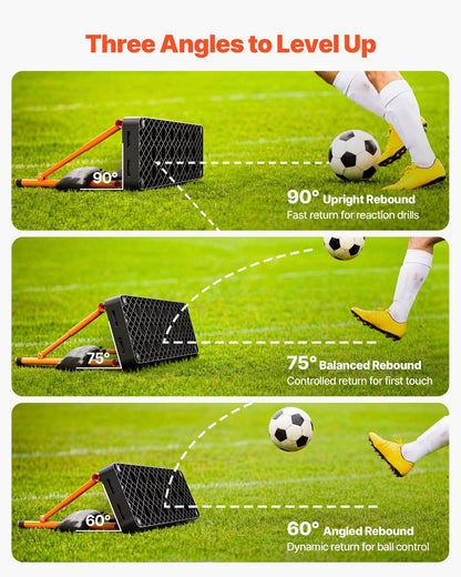 Soccer Rebounder Board, 950 x 250 mm Portable Soccer Rebound Wall, Dual Surface Sports Kick Back Trainer, 3 Adjustable Angles, Easy Setup Ball Practice Equipment for Passing & Reaction Skills