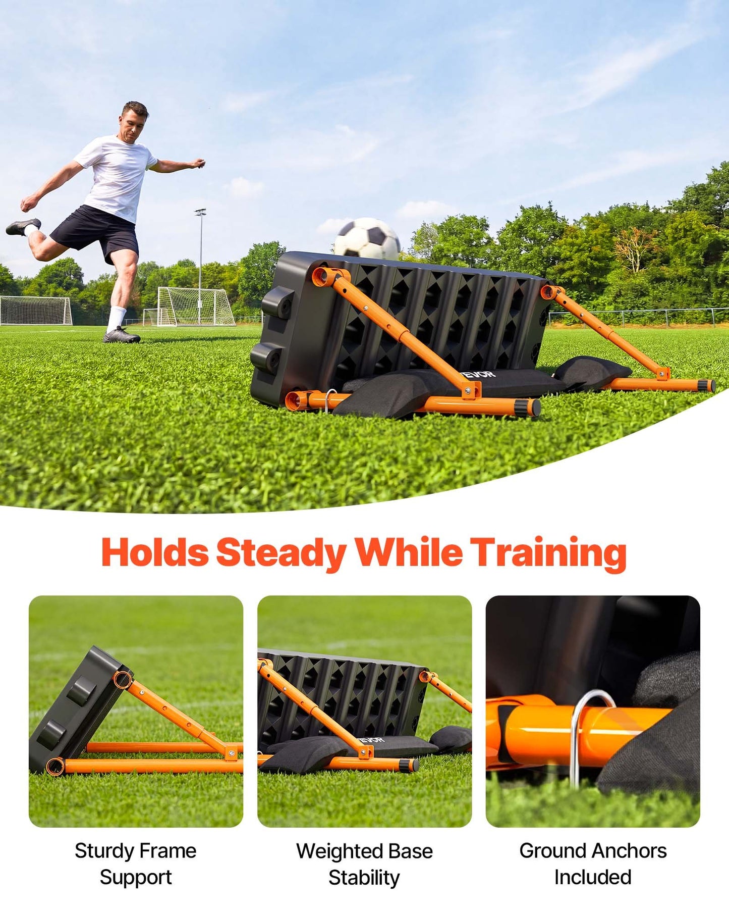 Soccer Rebounder Board, 950 x 250 mm Portable Soccer Rebound Wall, Dual Surface Sports Kick Back Trainer, 3 Adjustable Angles, Easy Setup Ball Practice Equipment for Passing & Reaction Skills