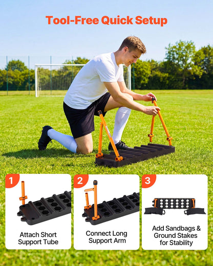 Soccer Rebounder Board, 950 x 250 mm Portable Soccer Rebound Wall, Dual Surface Sports Kick Back Trainer, 3 Adjustable Angles, Easy Setup Ball Practice Equipment for Passing & Reaction Skills
