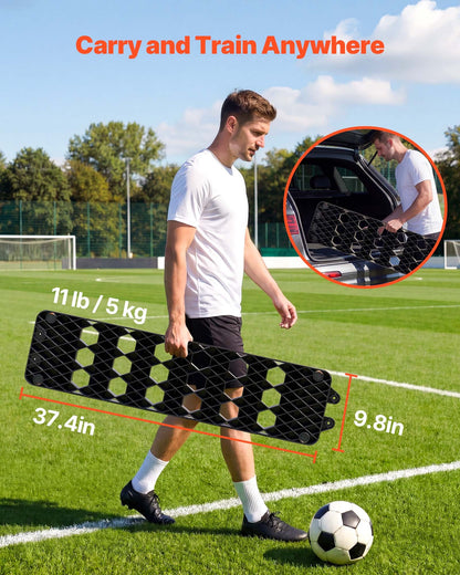 Soccer Rebounder Board, 950 x 250 mm Portable Soccer Rebound Wall, Dual Surface Sports Kick Back Trainer, 3 Adjustable Angles, Easy Setup Ball Practice Equipment for Passing & Reaction Skills