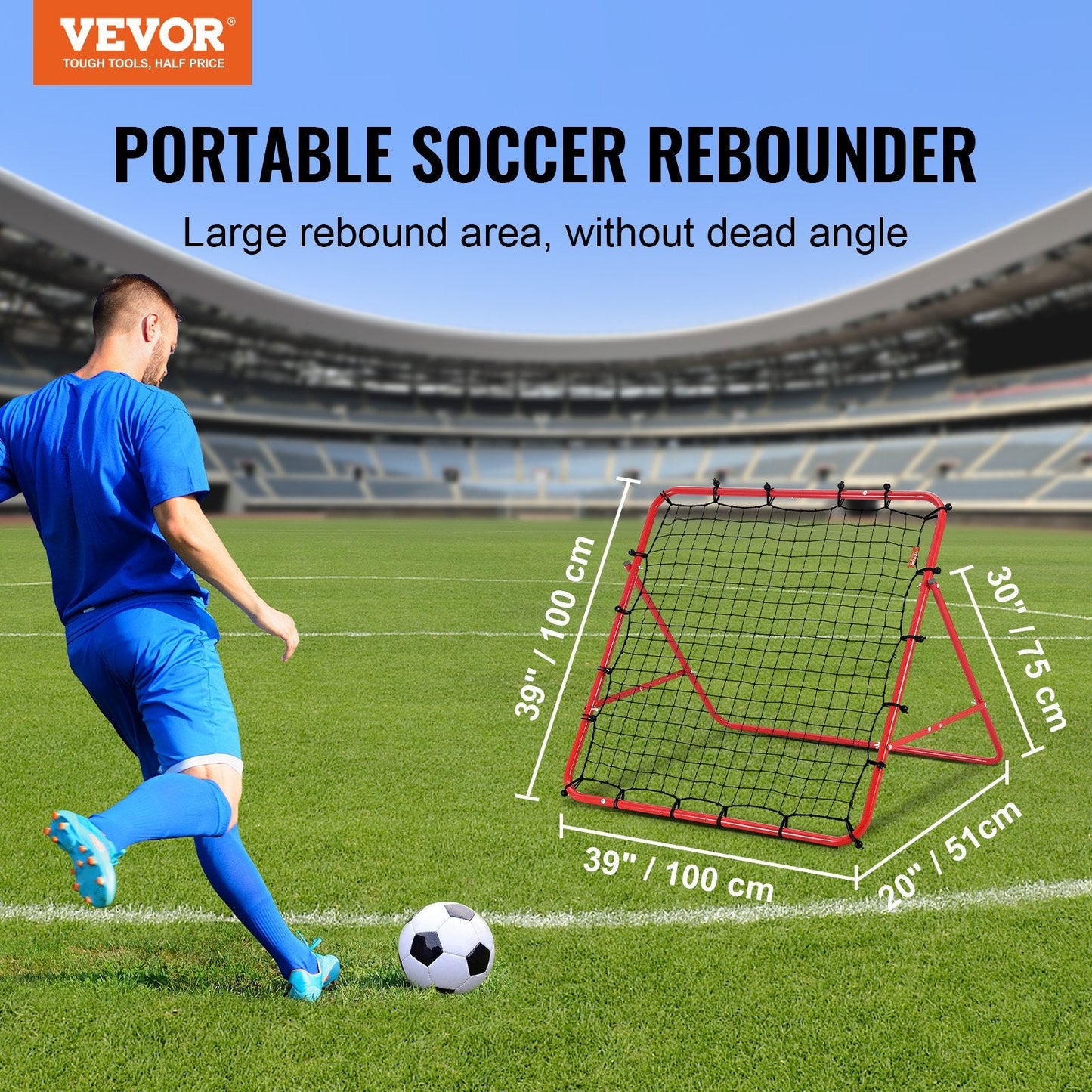 Portable 1x1 Meter Soccer Rebound Net for All Ages - Adjustable & Durable Design