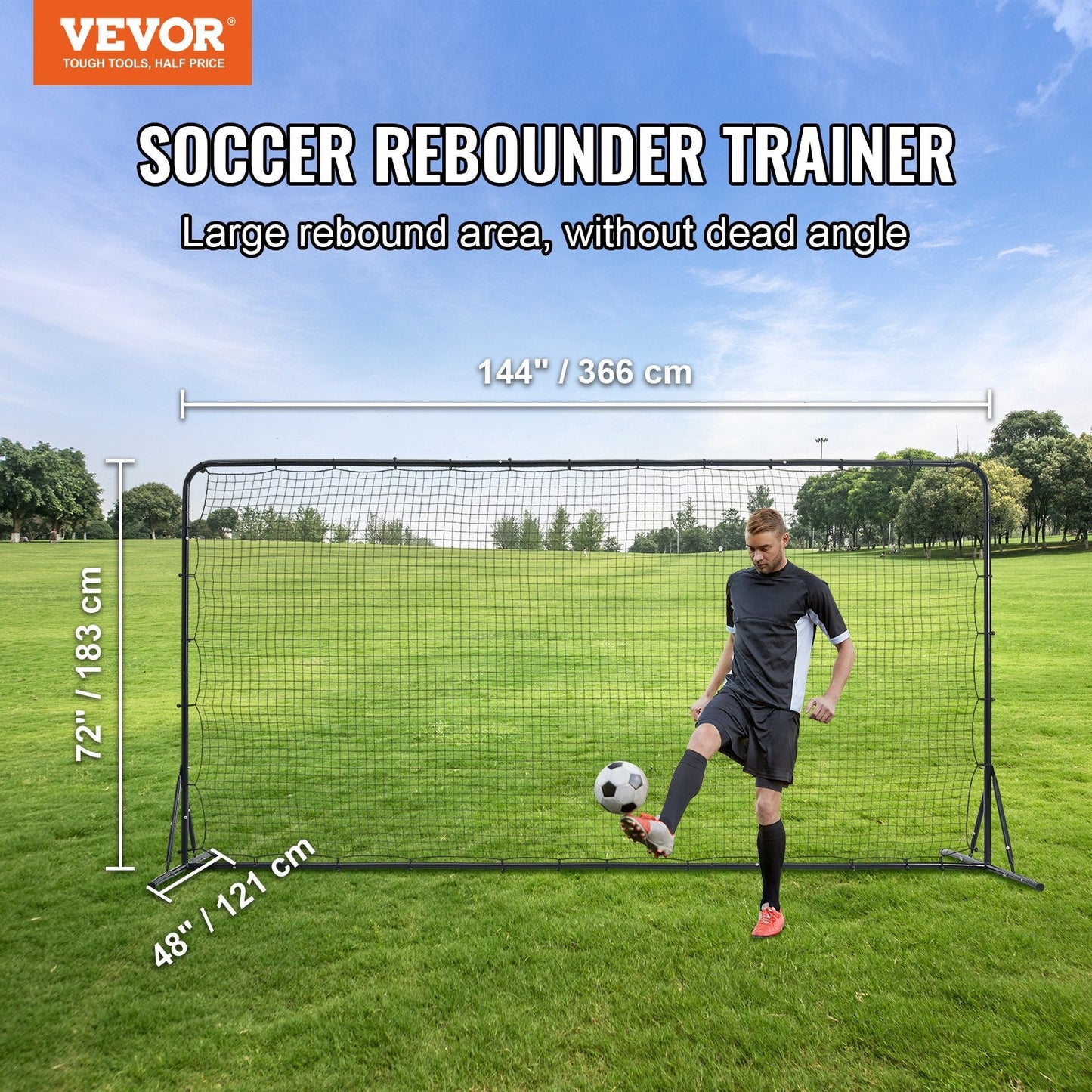 12x6M Iron Soccer Rebounder Net for Training, Practice, and Solo Play