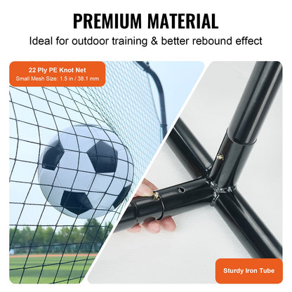 VEVOR Soccer Rebounder Net, 12x6FT Iron Soccer Training Equipment, Sports Football