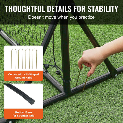 VEVOR Soccer Rebounder Net, 12x6FT Iron Soccer Training Equipment, Sports Football