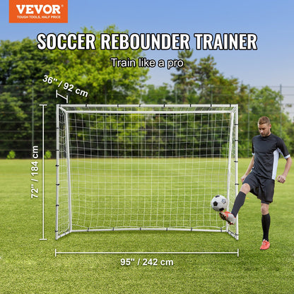 VEVOR Soccer Rebound Trainer, 8x6FT Iron Soccer Training Equipment, Sports Football