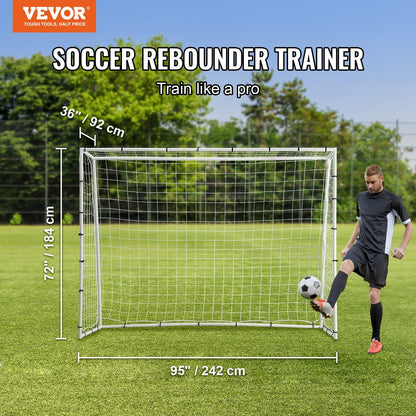 8x6M Iron Soccer Rebound Trainer with Double-Sided Net for Solo Practice