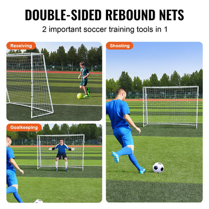 8x6M Iron Soccer Rebound Trainer with Double-Sided Net for Solo Practice