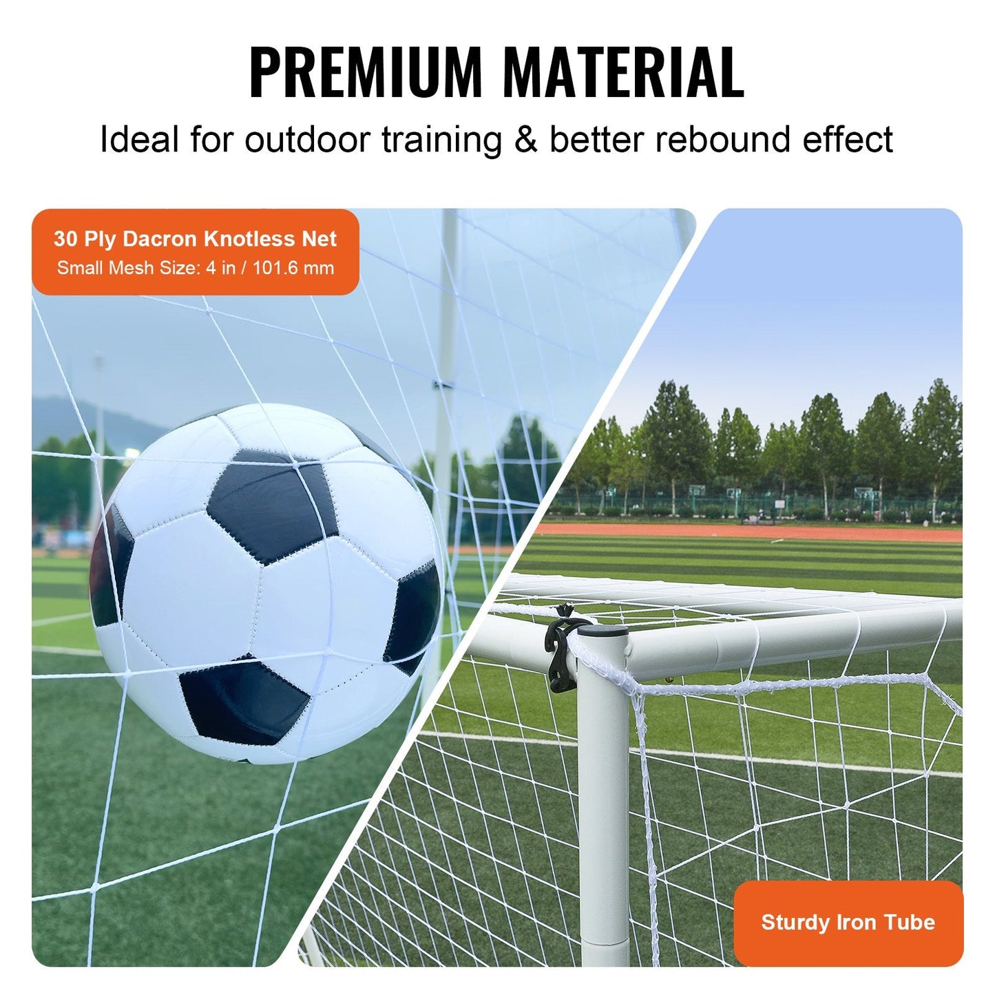 8x6M Iron Soccer Rebound Trainer with Double-Sided Net for Solo Practice