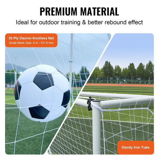 8x6M Iron Soccer Rebound Trainer with Double-Sided Net for Solo Practice