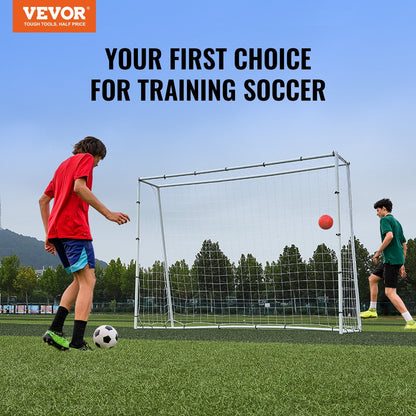 8x6M Iron Soccer Rebound Trainer with Double-Sided Net for Solo Practice