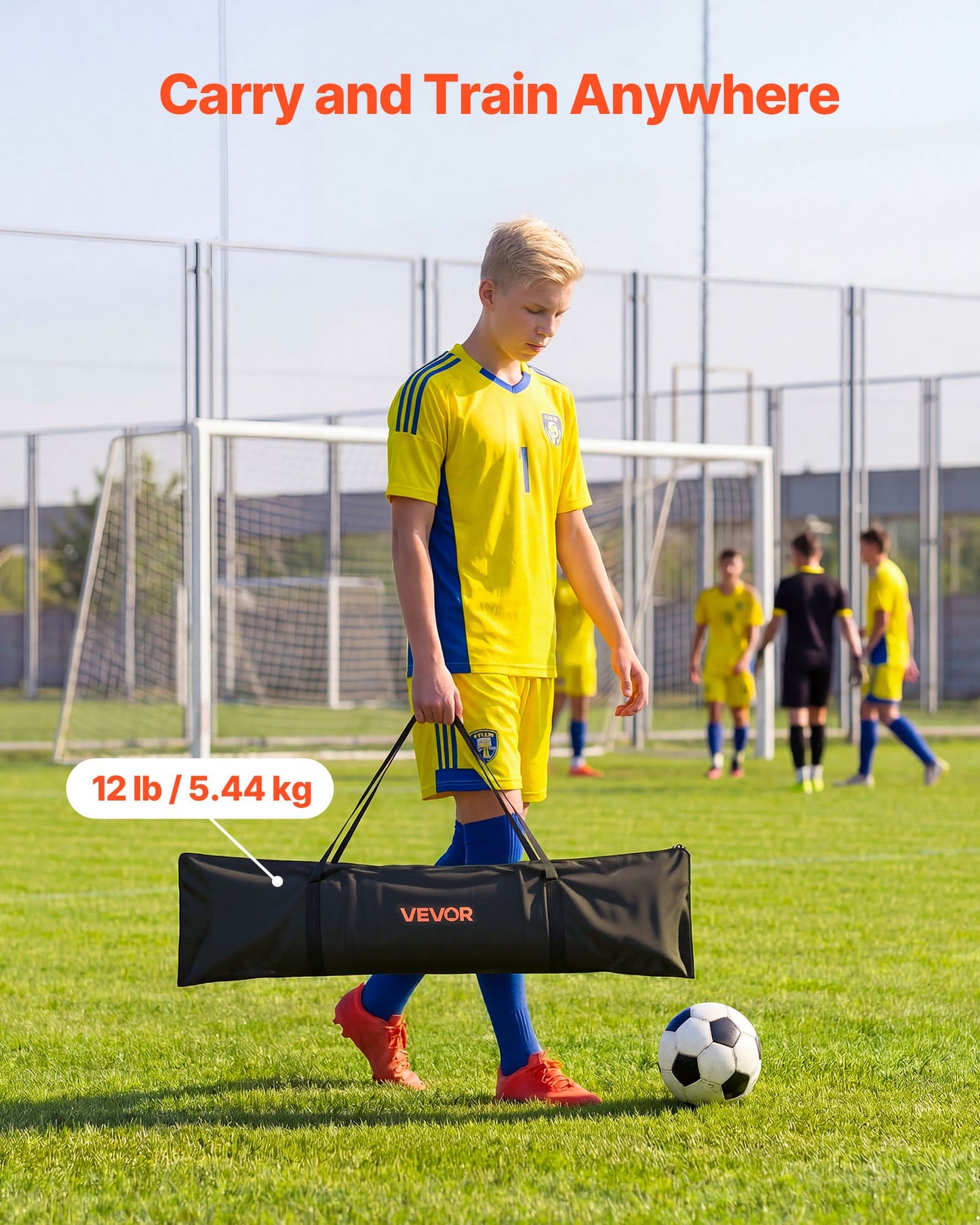 Soccer Rebounder Net, 2-in-1 Soccer Goal Rebounder, Thickened Fiberglass Poles Iron Pipe for Control, Passing Practice, Easy Setup Ball Training Equipment for Teens & Adults, 1830 x 1085 mm