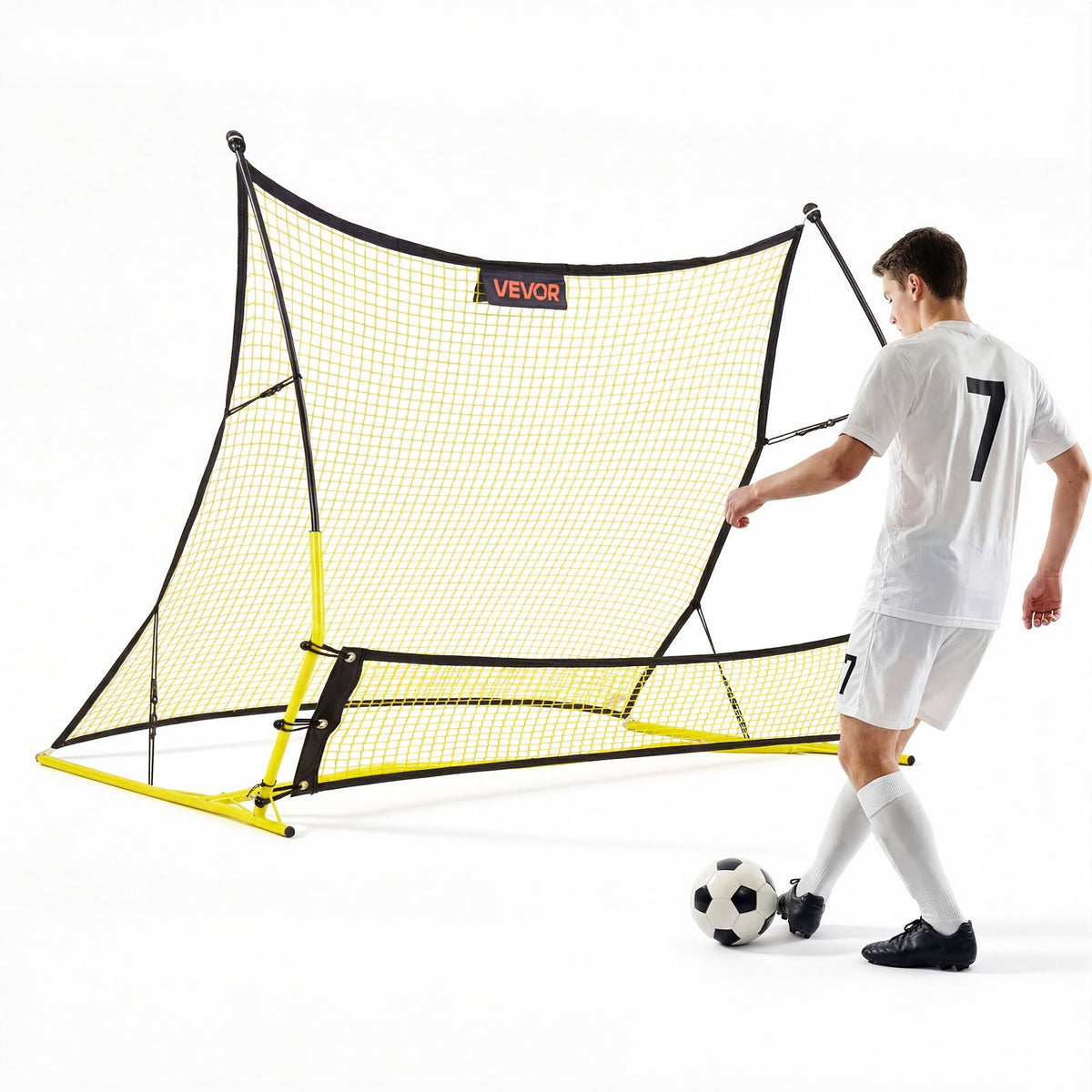 Soccer Rebounder Net, 2-in-1 Soccer Goal Rebounder, Thickened Fiberglass Poles Iron Pipe for Control, Passing Practice, Easy Setup Ball Training Equipment for Teens & Adults, 1830 x 1085 mm