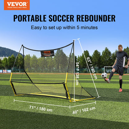 VEVOR Soccer Trainer, 2-IN-1 Portable Soccer Rebounder Net, Iron Soccer Practice