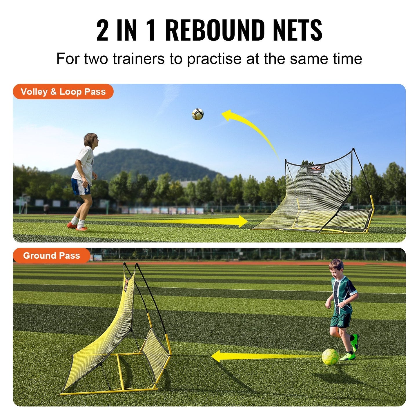 2-in-1 Portable Soccer Rebounder Net with Carry Bag, 5.4 kg, Iron & Polyester