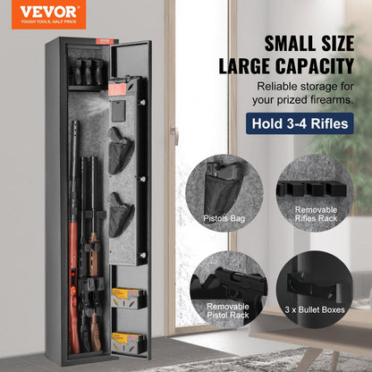 Digital Keypad Rifle and Pistol Safe for 3 Rifles and 4 Pistols, Steel Construction