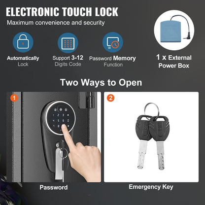 Digital Keypad Rifle and Pistol Safe for 3 Rifles and 4 Pistols, Steel Construction