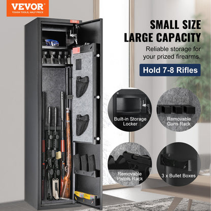 VEVOR Gun Safe Rifle Safe with Fingerprint & Digital Keypad Lock for 6 Rifles