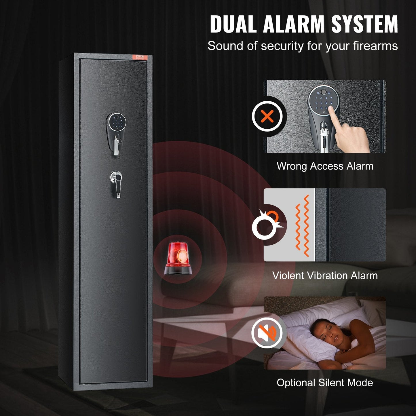 Biometric Rifle Safe with Fingerprint & Digital Keypad for 6 Guns