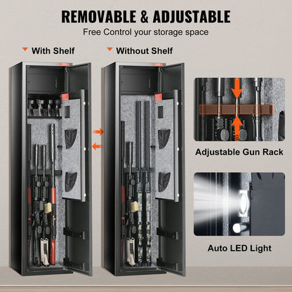 Biometric Rifle Safe with Fingerprint & Digital Keypad for 6 Guns