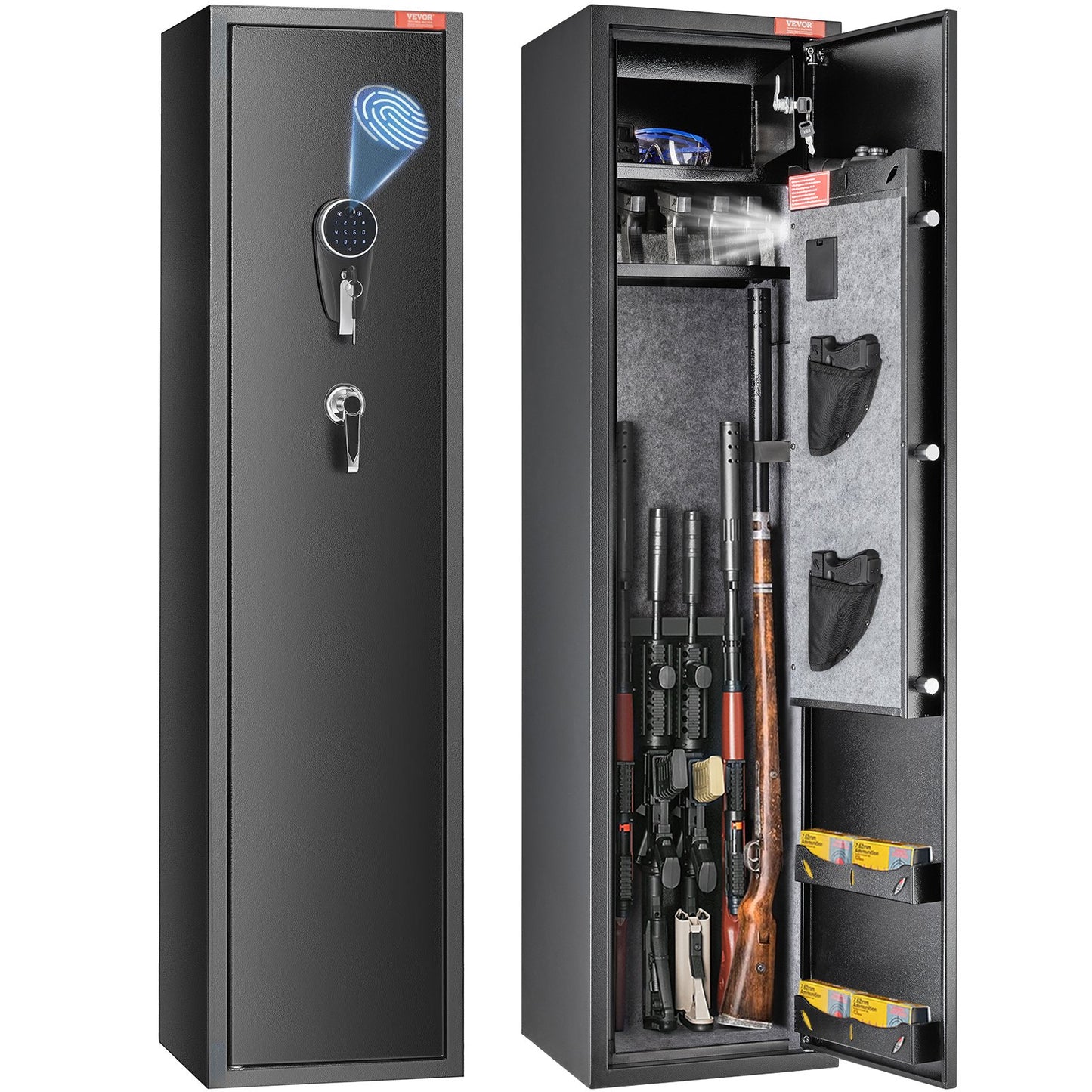 VEVOR Gun Safe Rifle Safe with Fingerprint & Digital Keypad Lock for 6 Rifles
