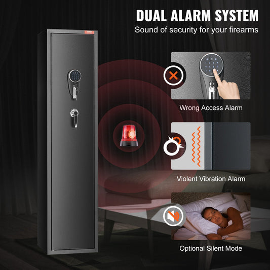 Gun Safe with Digital Keypad, 5 Rifle Capacity, Anti-Theft Design, Steel Cabinet