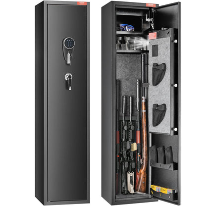 Gun Safe with Digital Keypad, 5 Rifle Capacity, Anti-Theft Design, Steel Cabinet