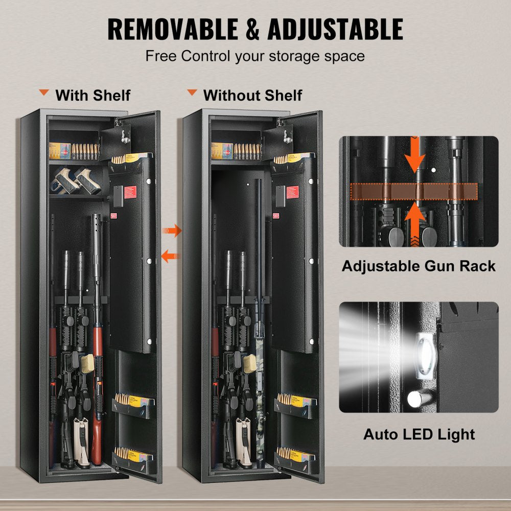 Gun Safe Rifle Safe with Fingerprint & Digital Keypad Lock for 6 Rifles