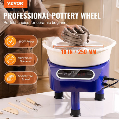 Electric Pottery Wheel, 0.25m, 350W, with Foot Pedal & LCD for DIY Crafts