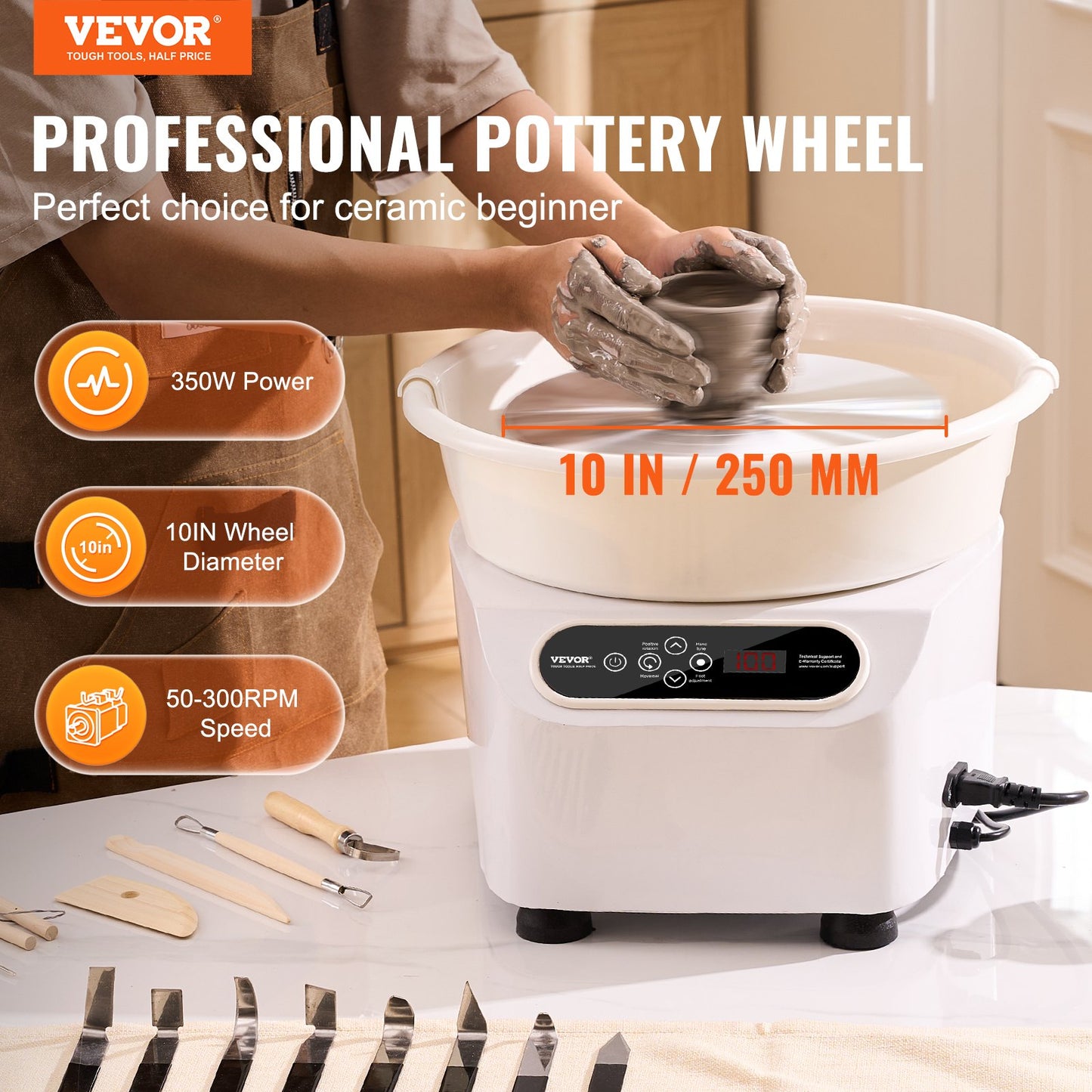 VEVOR Pottery Wheel, 10 inch Pottery Forming Machine, 350W Electric Wheel for Pottery