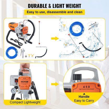 High Pressure 600W Airless Paint Sprayer with Adjustable Flow Control, 15.5 kg