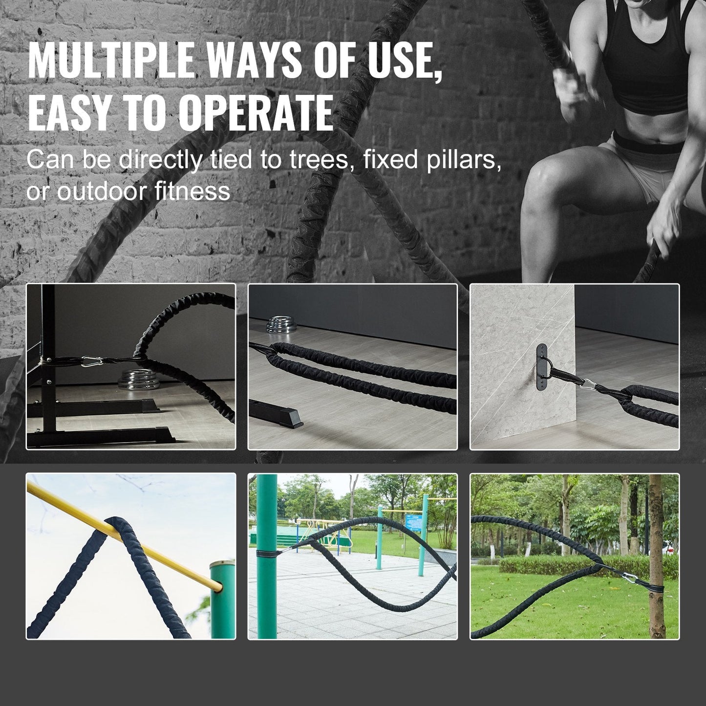 12.2m Fitness Training Rope - Strength & Endurance Workout Tool, 9.5 kg