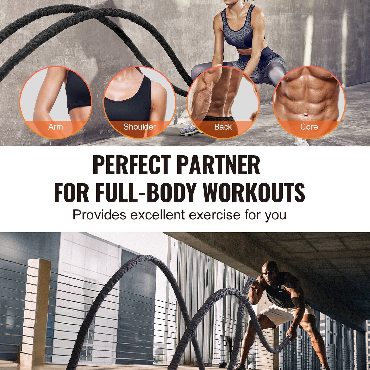 12.2m Fitness Training Rope - Strength & Endurance Workout Tool, 9.5 kg