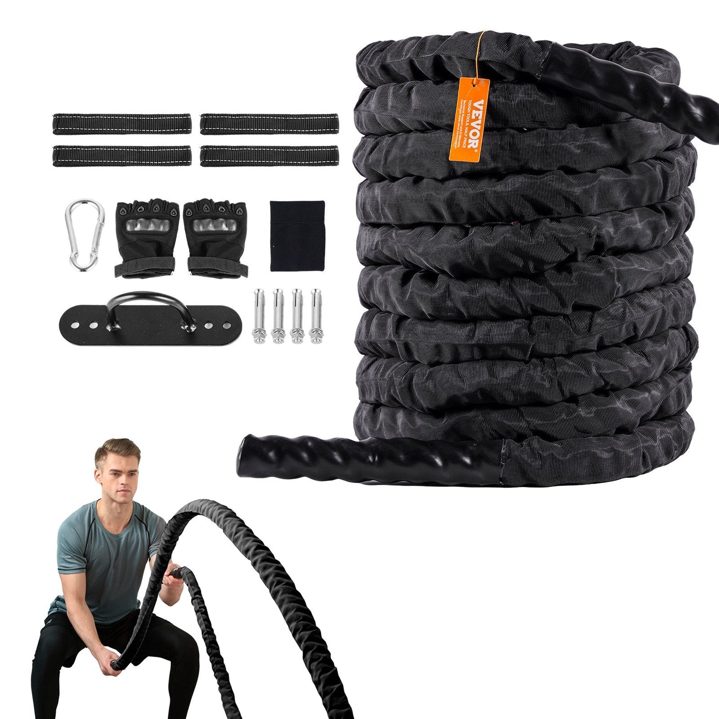 12.2m Fitness Training Rope - Strength & Endurance Workout Tool, 9.5 kg