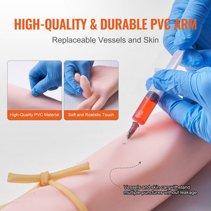 Phlebotomy Practice Kit, IV Venipuncture Intravenous Training Kit, High Simulation IV Practice Arm Kit with Carrying Bag, Practice and Perfect IV Skills, for Students Nurses and Professionals