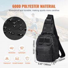 10L Military Tactical Sling Backpack, Black – Lightweight & Durable Design