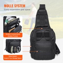 10L Military Tactical Sling Backpack, Black – Lightweight & Durable Design