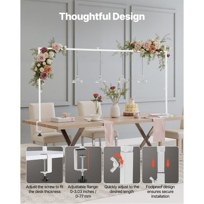 VEVOR Over The Table Rod Stand with Clamps 28-98 in Length Adjustable for Party