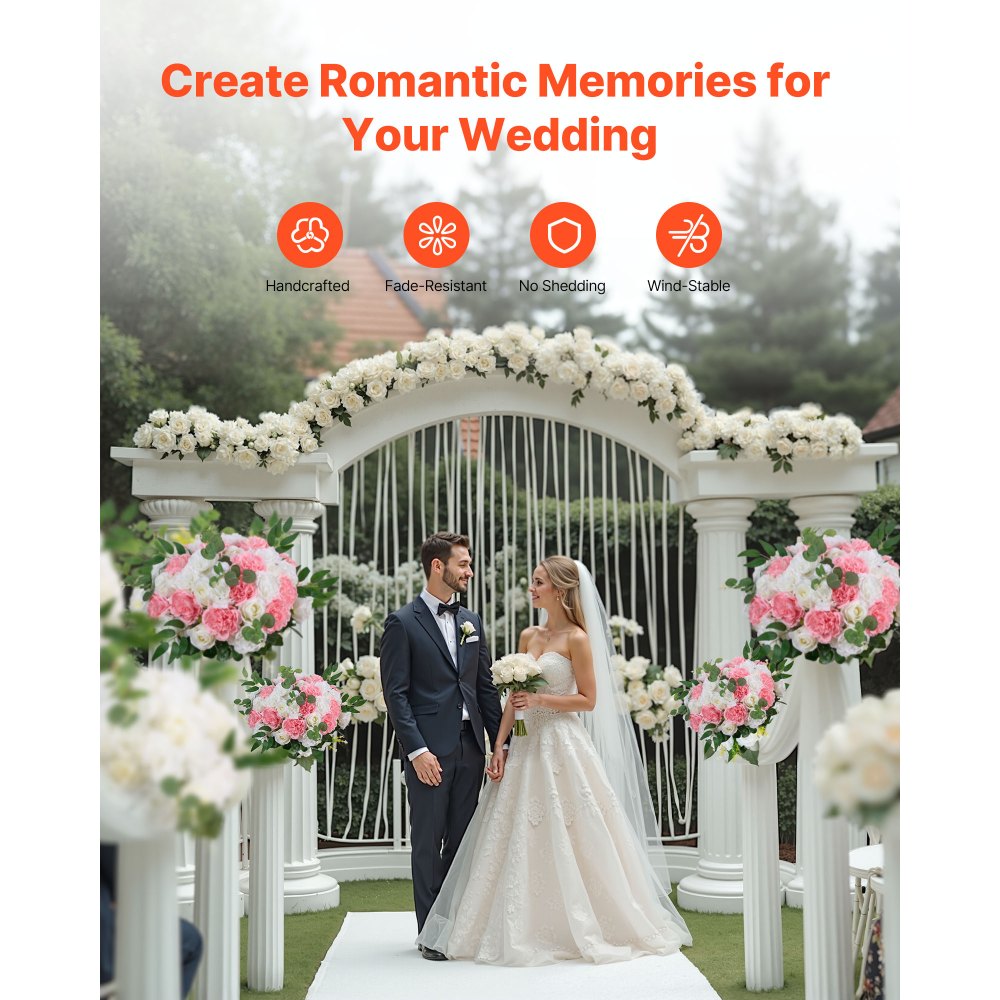 Flower Balls for Wedding Centerpieces Flower Bouquet Pink + White 10PCS