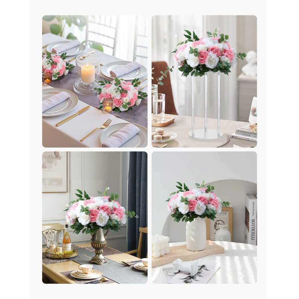 Flower Balls for Wedding Centerpieces Flower Bouquet Pink + White 10PCS