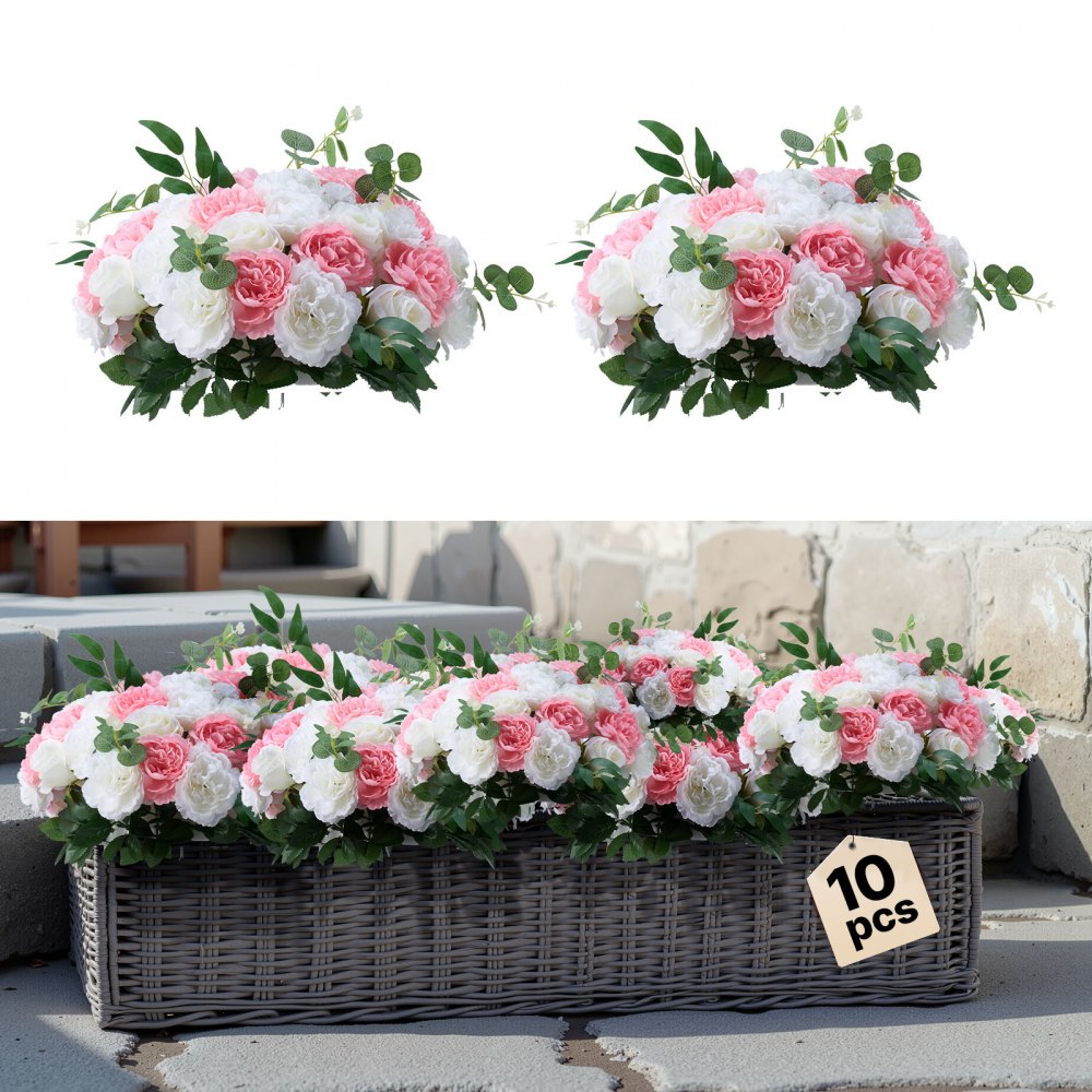 Flower Balls for Wedding Centerpieces Flower Bouquet Pink + White 10PCS