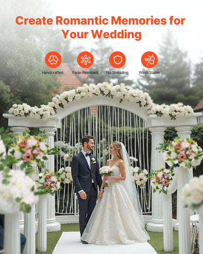 Flower Ball Arrangement Bouquet 10PCS, 240 mm Diameter Artificial Flower Balls Wedding Table Centerpieces, Faux Rose Arrangements for Wedding Centerpiece Home Decoration, Pink and White Roses