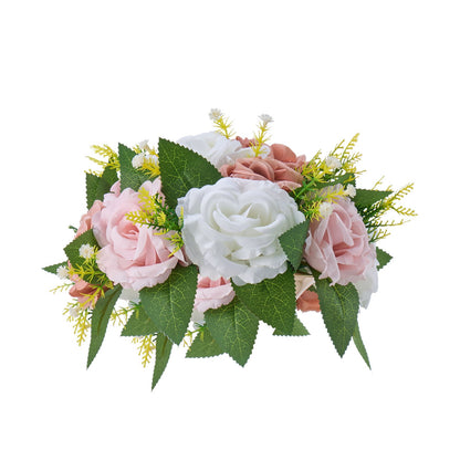 Flower Ball Arrangement Bouquet 10PCS, 240 mm Diameter Artificial Flower Balls Wedding Table Centerpieces, Faux Rose Arrangements for Wedding Centerpiece Home Decoration, Pink and White Roses