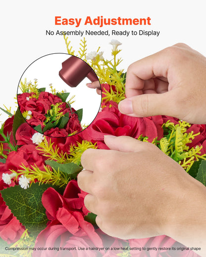 Flower Balls Arrangement Bouquet 10 PCS, 240 mm Wedding Red Roses Centerpieces, Fake Flowers Kissing Balls Decor Artificial Floral Arrangements Flower Bouquet for Home Party Table Decorations