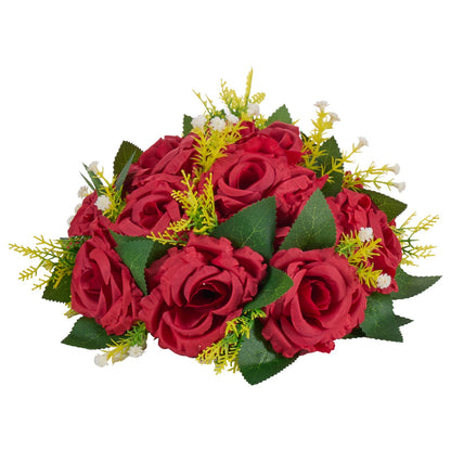 Flower Balls Arrangement Bouquet 10 PCS, 240 mm Wedding Red Roses Centerpieces, Fake Flowers Kissing Balls Decor Artificial Floral Arrangements Flower Bouquet for Home Party Table Decorations