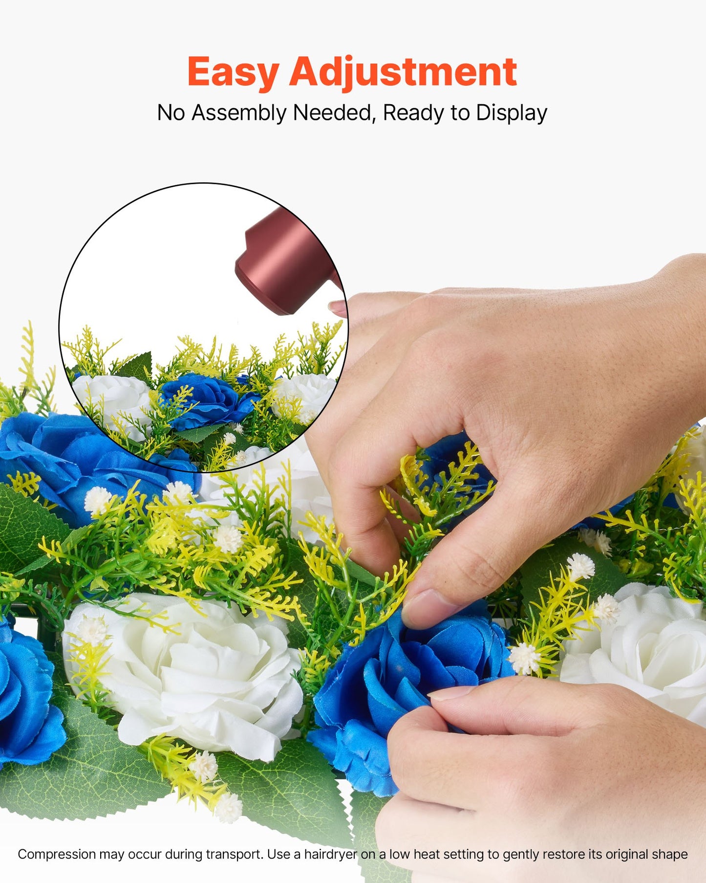Flower Ball Arrangement Bouquet 10 PCS, 500 x 220 mm Artificial Flower Balls Wedding Table Centerpieces, Faux Rose Arrangements for Wedding Centerpiece Home Decoration, Blue and White Roses