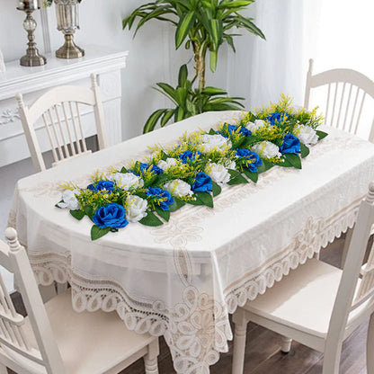 Flower Ball Arrangement Bouquet 10 PCS, 500 x 220 mm Artificial Flower Balls Wedding Table Centerpieces, Faux Rose Arrangements for Wedding Centerpiece Home Decoration, Blue and White Roses