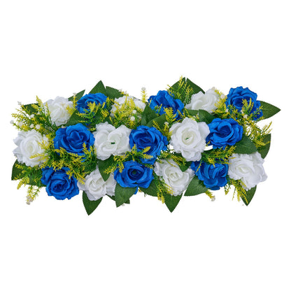 Flower Ball Arrangement Bouquet 10 PCS, 500 x 220 mm Artificial Flower Balls Wedding Table Centerpieces, Faux Rose Arrangements for Wedding Centerpiece Home Decoration, Blue and White Roses