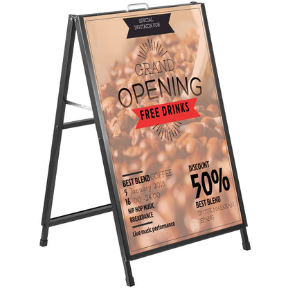 Double-Sided Black Steel A-Frame Sign with 60x90 cm Posters for Sidewalk Display