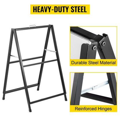 Double-Sided Black Steel A-Frame Sign with 60x90 cm Posters for Sidewalk Display